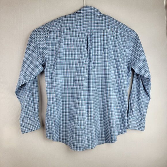 Peter Millar Mens Size XL Blue Checkered Cotton Blend Long Sleeve Button Down Sh - Picture 4 of 7